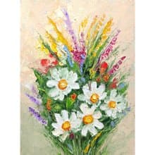 Daisies Bouquet Original Painting, Field Flower Wall Art, Small Floral Artwork