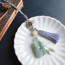 天然緬甸玉 翡翠 螭龍 如意 一葉致富 發財 包掛 禮物 車掛