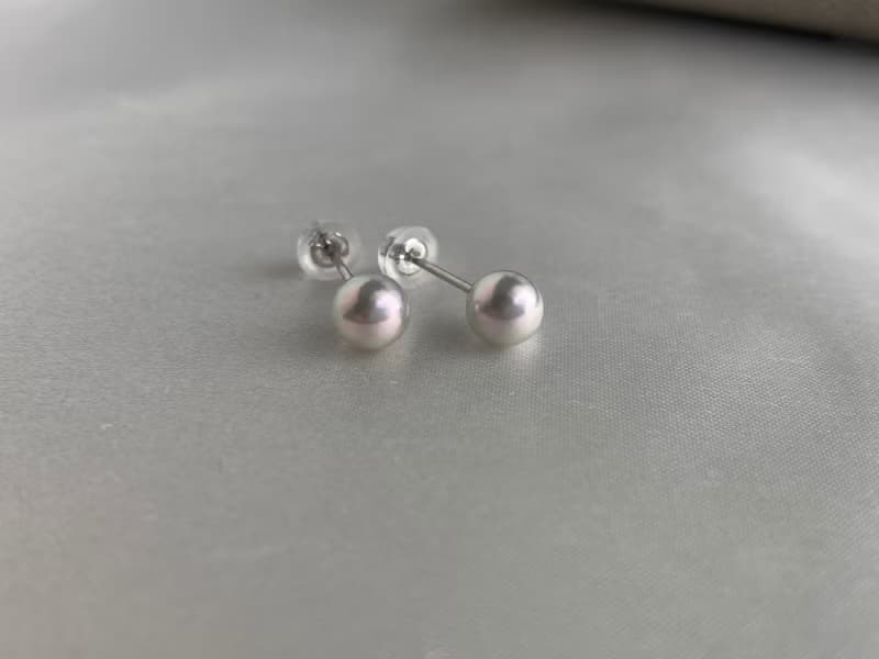 日本直送 5mm 5.5mm 無調色無染色無輻照 真多麻色 akoya珍珠耳釘