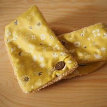 英國手工縫製 保暖圍巾圍脖頸巾 粉色小花圖案