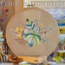 Watercolor Green Bouquet I - PDF cross stitch pattern