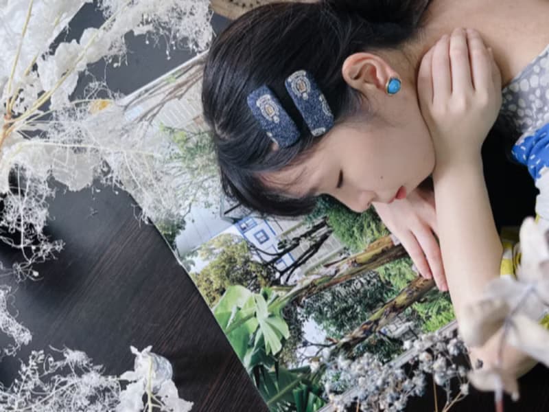 古董領帶改製髮夾-CHANEL-深藍LOGO-兩入一組