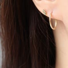 14K  金屬冷淡風橢圓耳扣耳環(內徑14mm)
