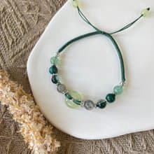 葡萄晶平安扣編織手鍊