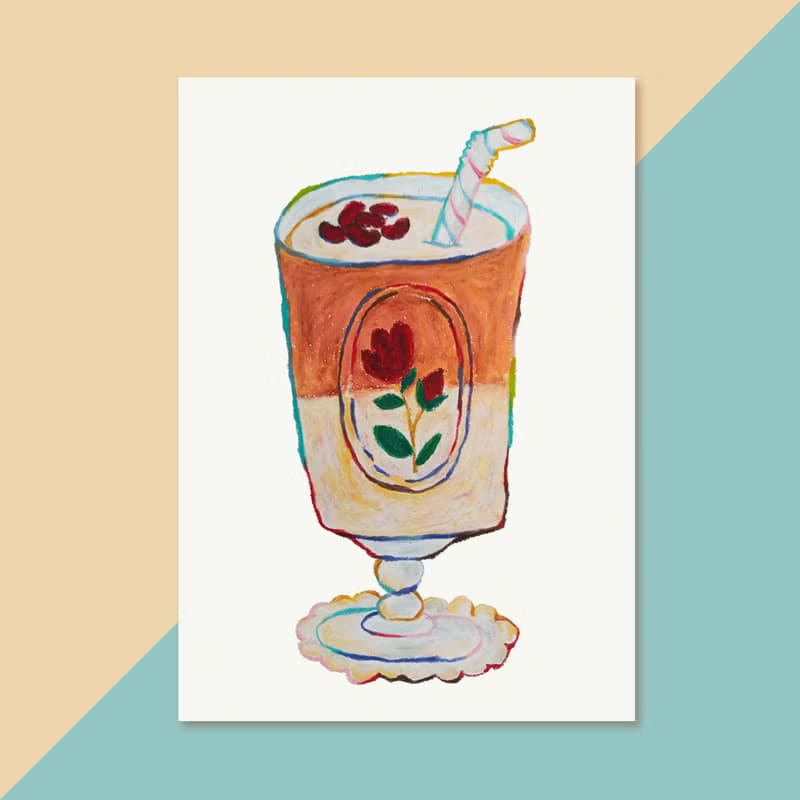 【夏日飲品提案】奶蓋紅茶 紅豆 奶茶 明信片 生日卡片 萬用卡 賀