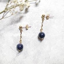 VIIART。天馬座。藍砂石18K厚鍍金耳環-可改夾式