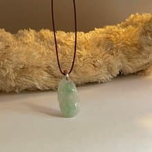 葫蘆翡翠吊墜項鍊緬甸玉無優化天然A貨翡翠 冰飄綠花
