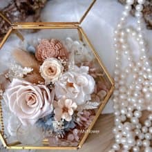維納斯的溫柔 玫瑰永生花玻璃花盒 珠寶盒 不凋花 乾燥花