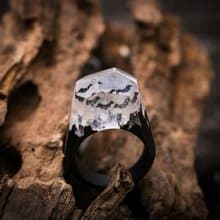 Wooden resin Ring Black Bat for halloween perfect gift for women and men