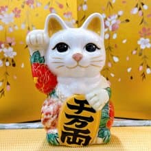 【孔舞迎祥】日本清水燒招財貓 | 色繪 - 孔雀