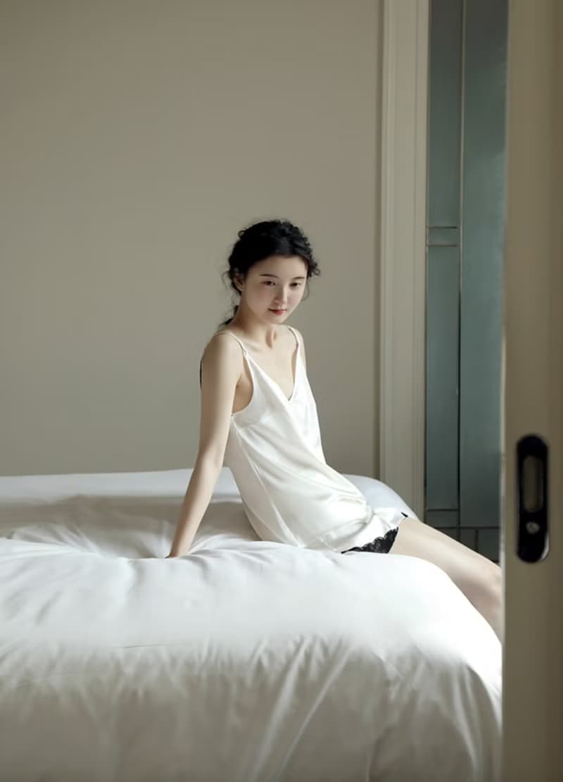 法式復古 真絲吊帶短褲套裝 性感純欲桑蠶絲睡衣