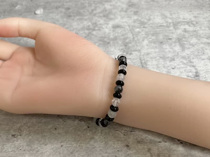 【黑白落棋。手串】黑髮晶、黑曜石|男生手鍊、中性手鍊