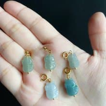 小貓 招財貓 萌 天然緬甸玉翡翠 隨意扣 滴溜 項鍊 手鍊配