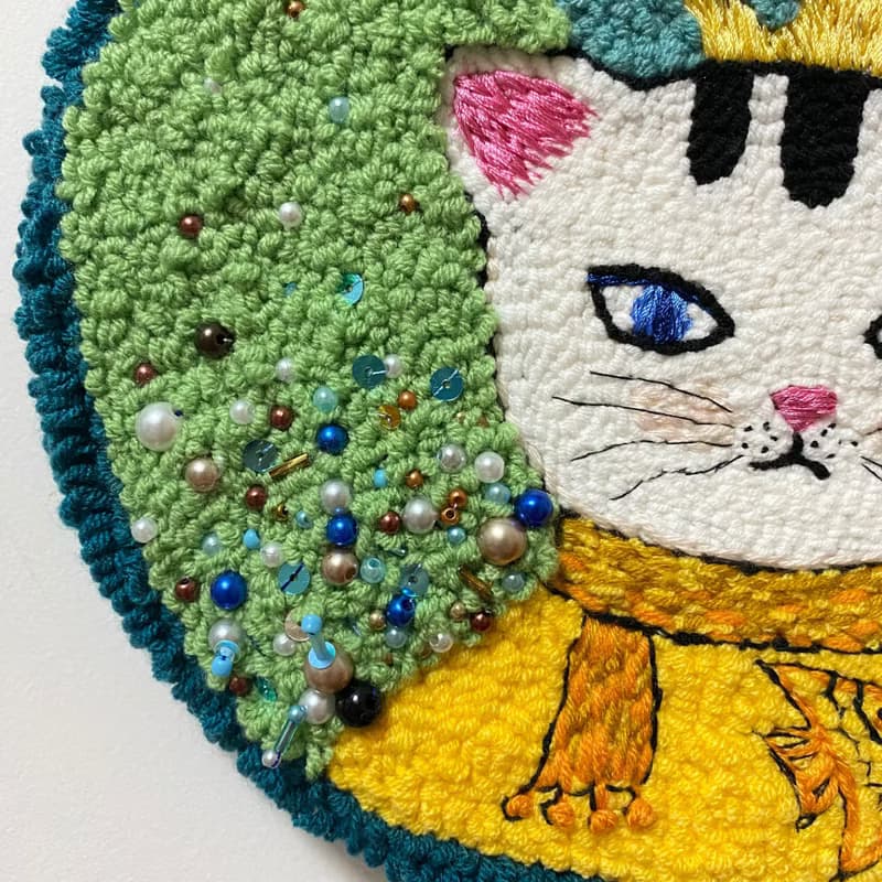 俄羅斯戳繡純手工刺繡掛飾掛畫 家居裝飾用品 可愛貓咪繡 掛飾