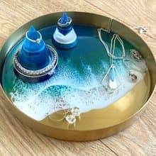 Stainless Steel Display Tray, Aqua Ocean, Wedding Gift, Home Gift