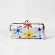 防潑水 筆袋口金包 眼鏡盒 文具禮品 -繽紛花海 白 小紅帽