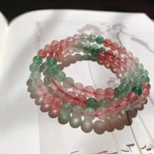 挽青水與荷。天然草莓晶綠草莓晶手鏈6mm三圈手串 桃花好運人緣