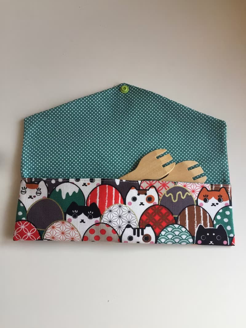 文青風環保筷袋 ~求你找到我 綠 收納包.筷袋.餐具袋.交換禮物.