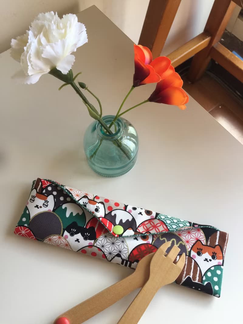 文青風環保筷袋 ~求你找到我 綠 收納包.筷袋.餐具袋.交換禮物.