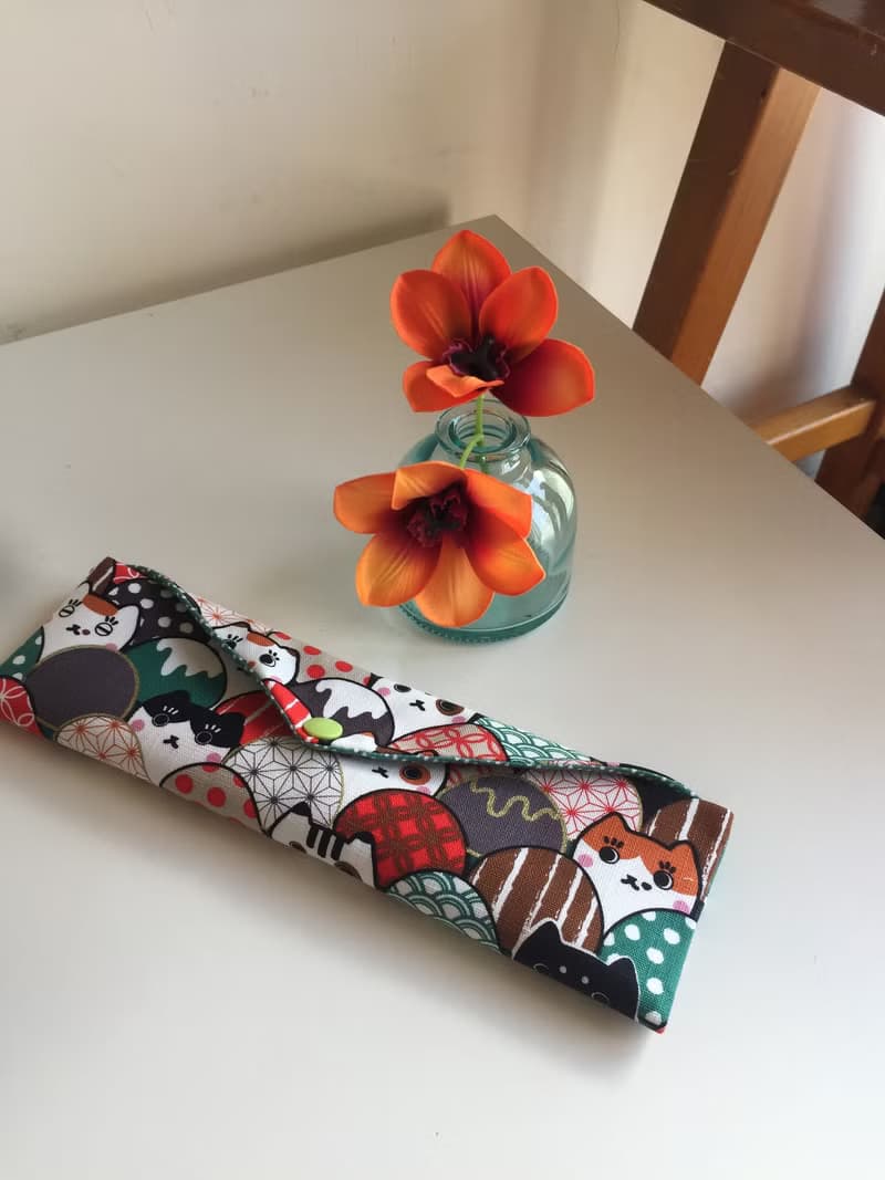 文青風環保筷袋 ~求你找到我 綠 收納包.筷袋.餐具袋.交換禮物.