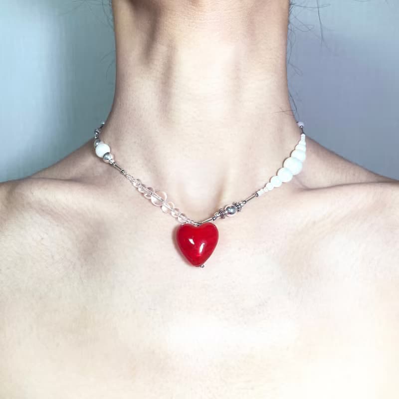 Sea Collection - 'Mermaid' Glass Craft Heart Necklace