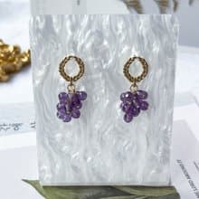 天然紫水晶葡萄 14K包金麥穗耳環 S925純銀耳針