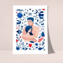 藍色花朵海報數位 JPEG 可列印牆面畫廊牆面藝術花卉印刷