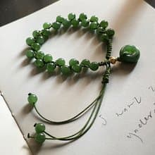天然和田玉碧玉手繩 手圍14~16cm 菝葜X19