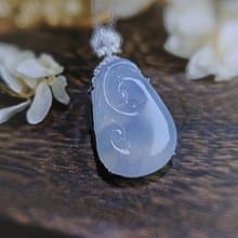 順風順水|夢幻莫內花園冰膠紫大如意|緬甸A貨翡翠純銀吊墜