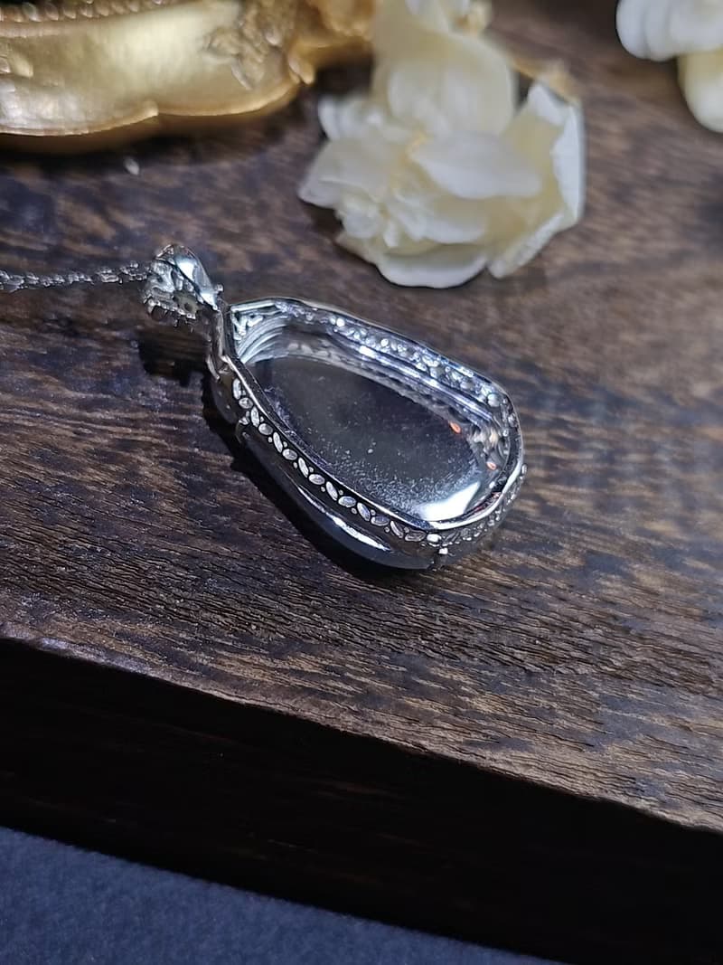 順風順水|夢幻莫內花園冰膠紫大如意|緬甸A貨翡翠純銀吊墜