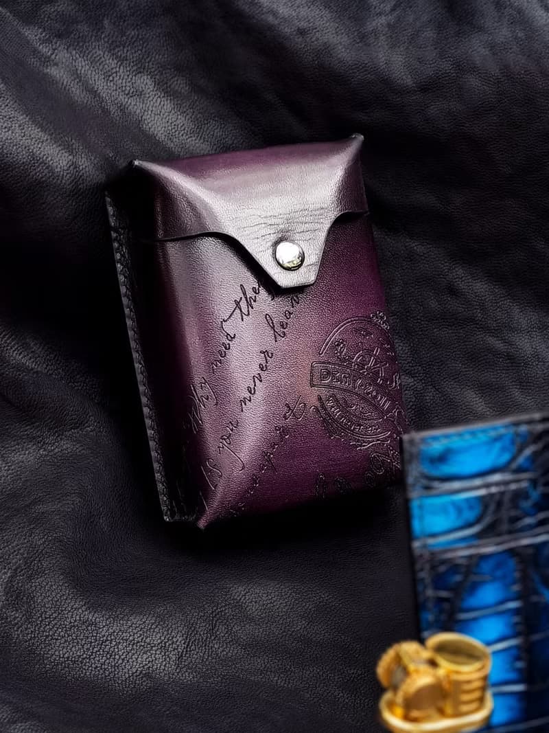 英倫復古牛皮香烟盒 名片盒 手工擦色 高端便携收纳盒 意大利植鞣