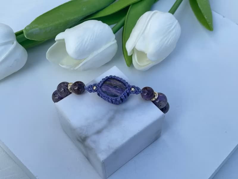 230622 Macrame 南美蠟線 紫龍晶 手鍊