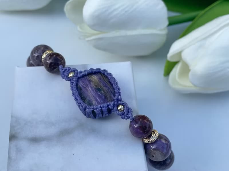 230622 Macrame 南美蠟線 紫龍晶 手鍊