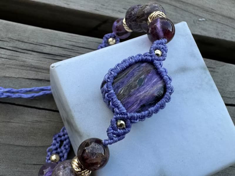 230622 Macrame 南美蠟線 紫龍晶 手鍊