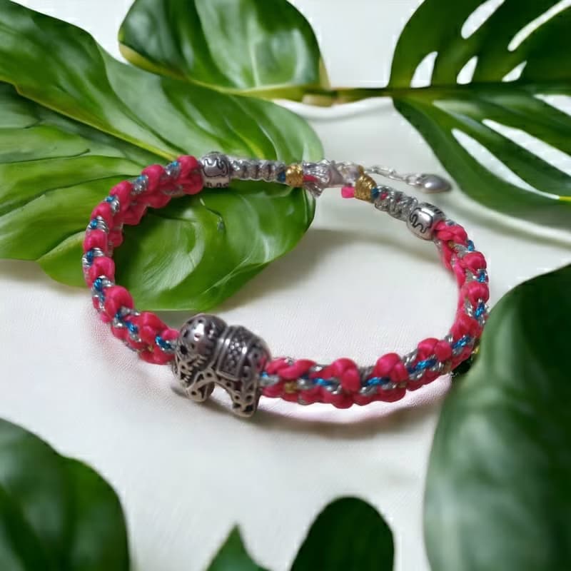 925純銀手鍊 蠶絲蠟線幸運繩