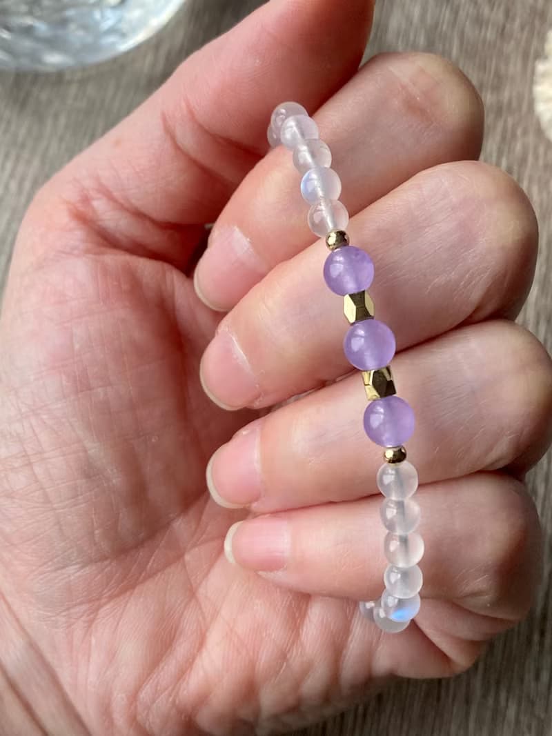 斯里蘭卡月光石紫羅蘭水晶手串手鍊