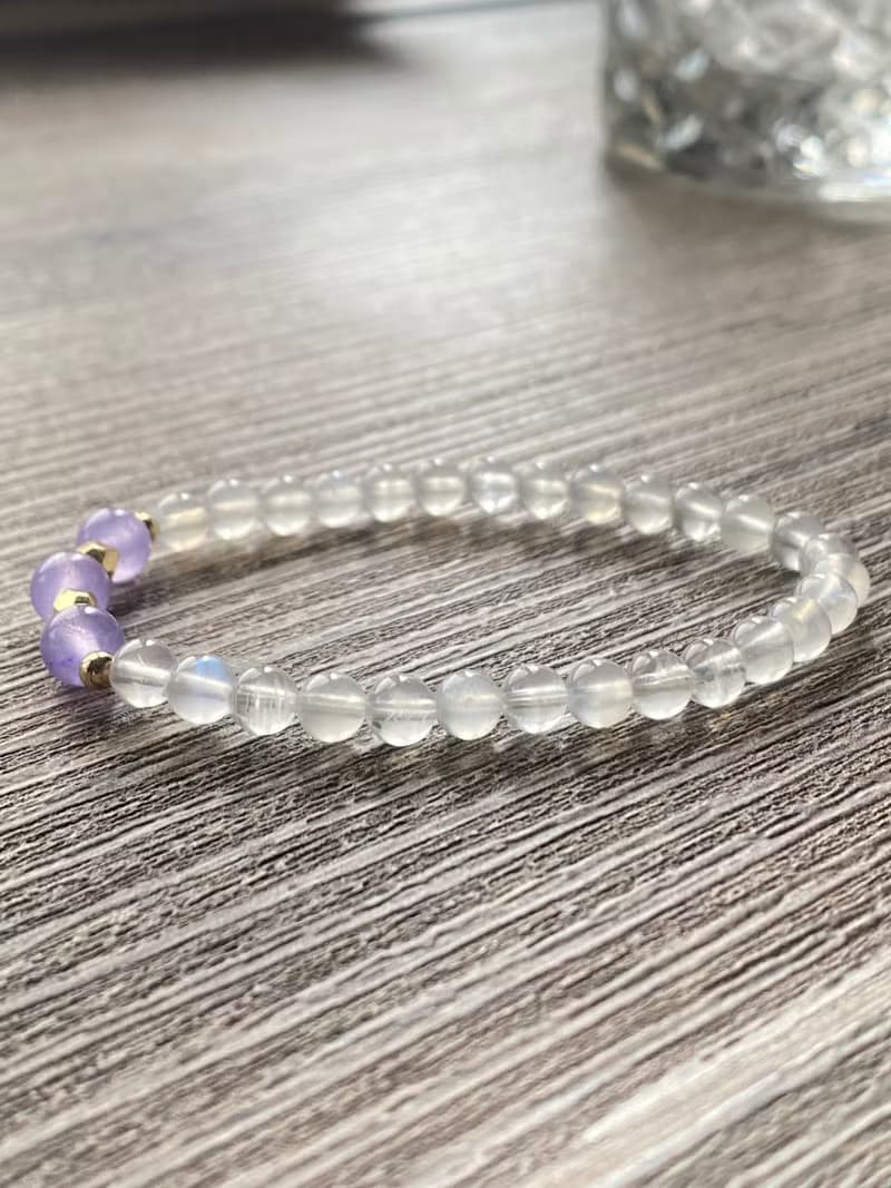 斯里蘭卡月光石紫羅蘭水晶手串手鍊