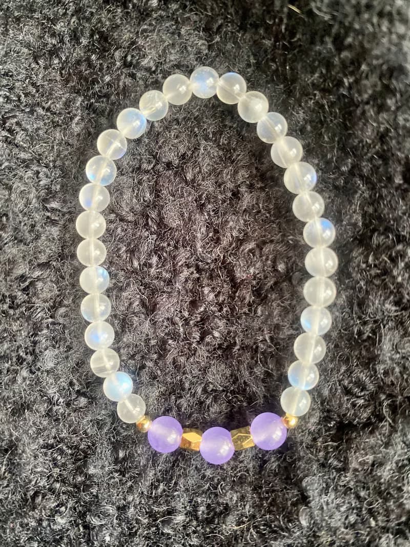 斯里蘭卡月光石紫羅蘭水晶手串手鍊