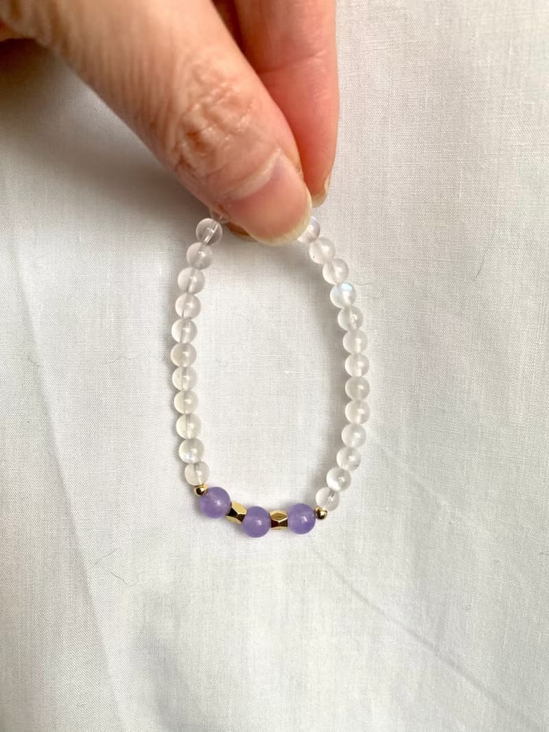 斯里蘭卡月光石紫羅蘭水晶手串手鍊