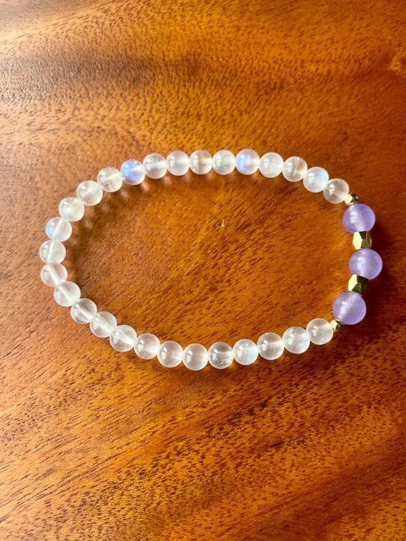 斯里蘭卡月光石紫羅蘭水晶手串手鍊
