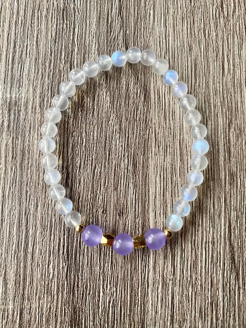 斯里蘭卡月光石紫羅蘭水晶手串手鍊