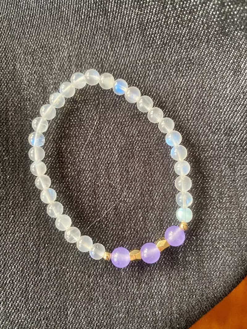 斯里蘭卡月光石紫羅蘭水晶手串手鍊