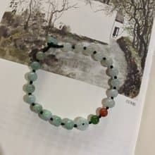 手作 霧靄沉沉。天然翡翠復古編織手鏈 玉錢雕刻俄料碧玉南紅手繩