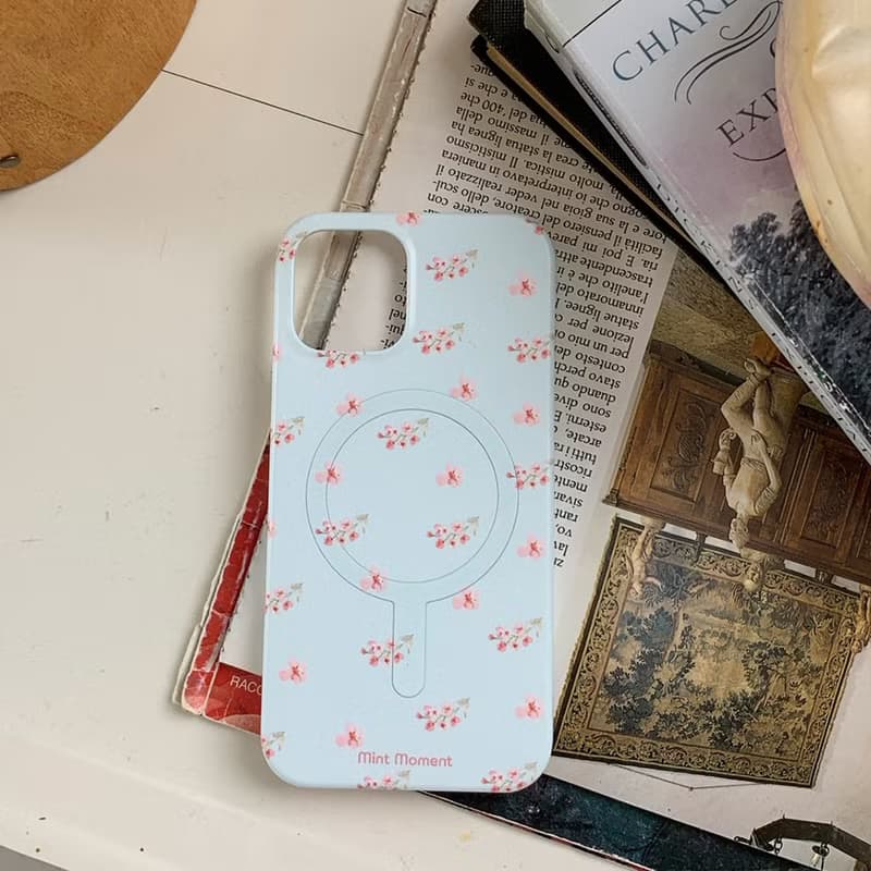 天藍色花朵 iPhone MagSafe 手機硬殼