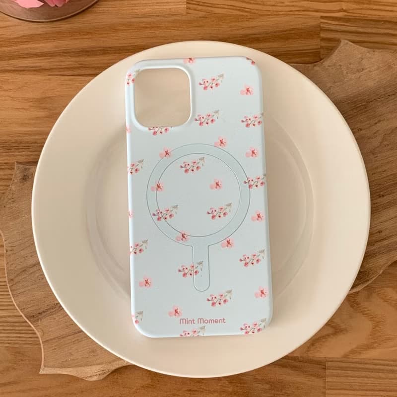 天藍色花朵 iPhone MagSafe 手機硬殼