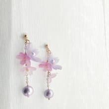 【櫻花系列】櫻花棉珠耳環 丁香緋色 耳針 耳夾