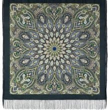 Pavlovo Posad Russian Shawl 100% Wool Scarf 125x125 cm Wrap Silk Fringe 1826-12