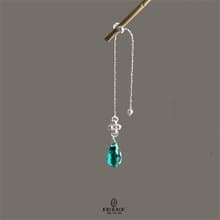 反復無常的夏天~原創設計祖母綠水滴耳釘耳夾無耳洞長款耳飾