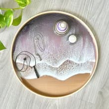 30cm Wood Serving Tray, Deep Purple Ocean, Wedding Gift, Home Gift