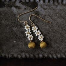 串珠耳飾_花與果/黃綠色果實/beading earing